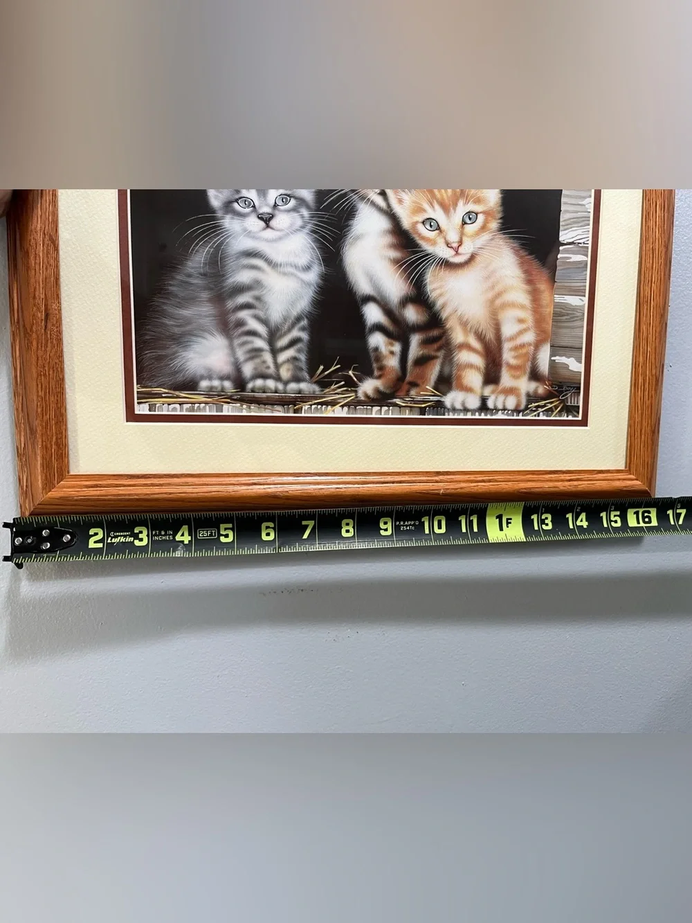 Vintage Cat Kitten Art Print – 3 Kittens – Wood Frame – Cottagecore Farmhouse